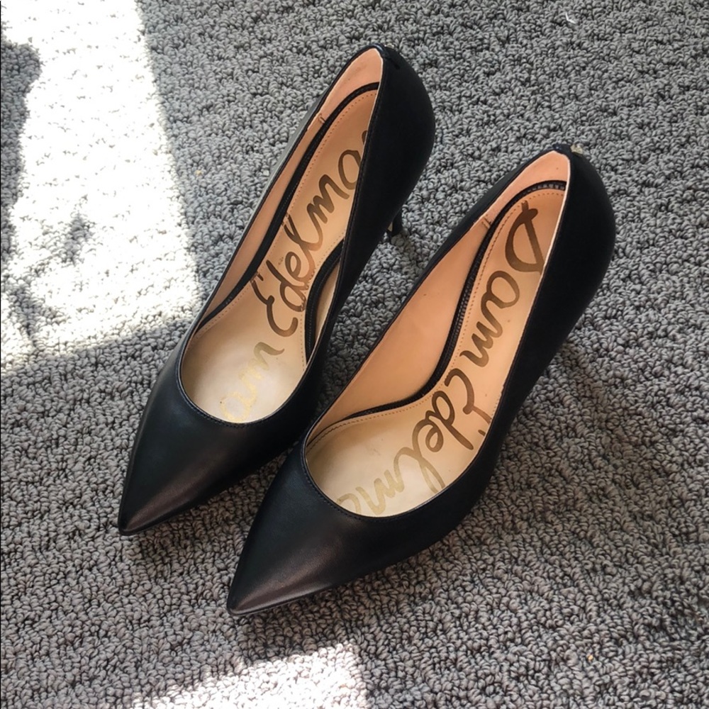 Sam Edelman Hazel Pointed Toe Heel (Black Leather)